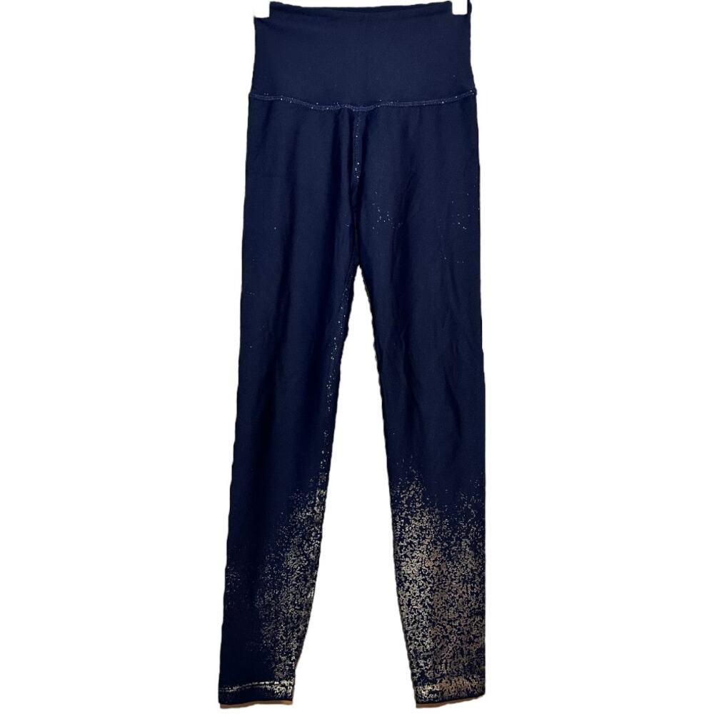 Beyond Yoga Alloy Ombre High Waist Midi Leggings Cropped Navy Gold Sparkle XS